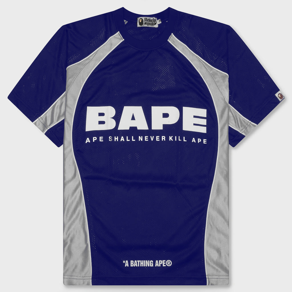 Solid Camo Jacquard Multilogo Relaxed Fit Football Jersey - Blue