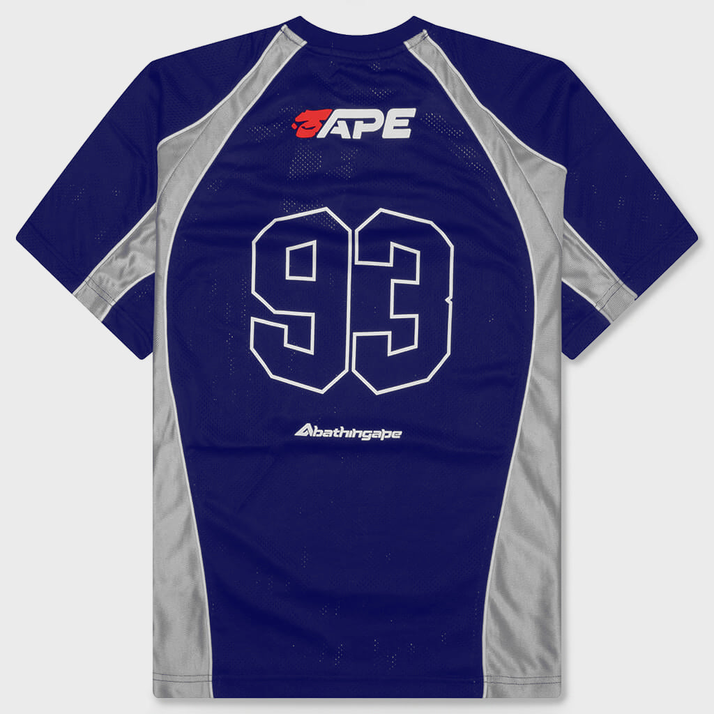 Solid Camo Jacquard Multilogo Relaxed Fit Football Jersey - Blue