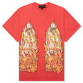 Rhinestone Flame Glass Jersey Tee - Ruby