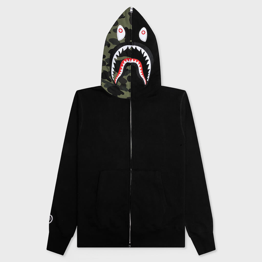 1st Camo Swarovski Shark Full Zip Hoodie - Black