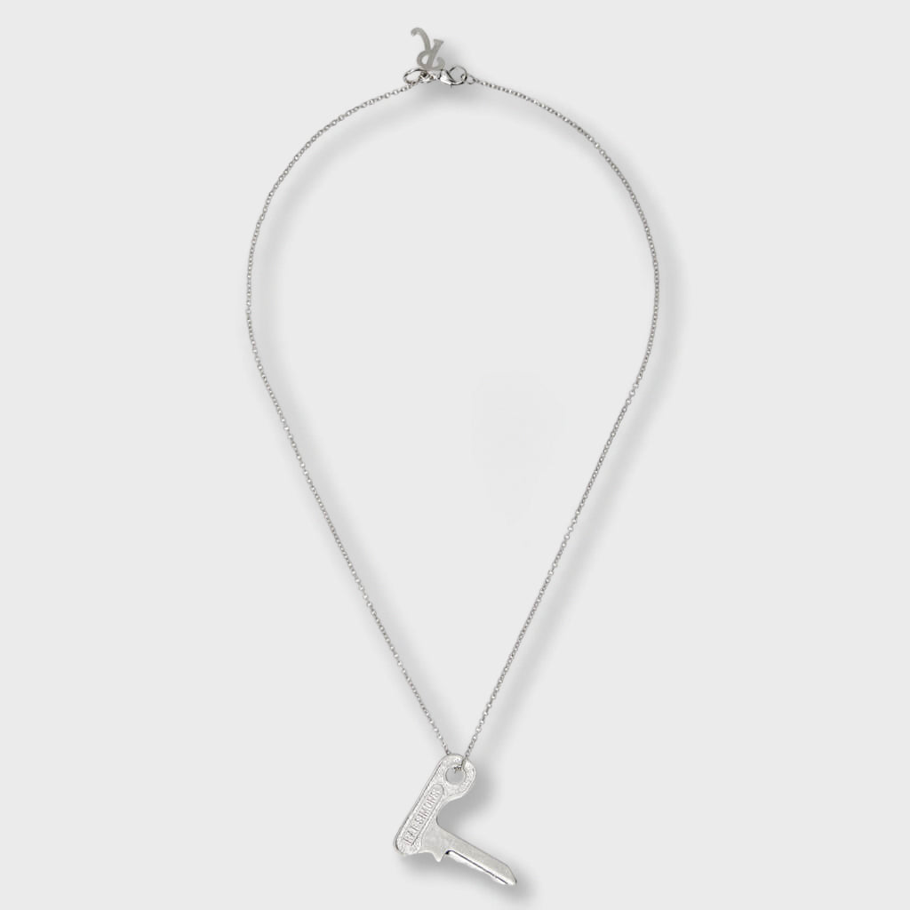 Small Key on Hanger Necklace - Antique Silver