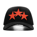 3 Star Canvas Hat - Black Orange