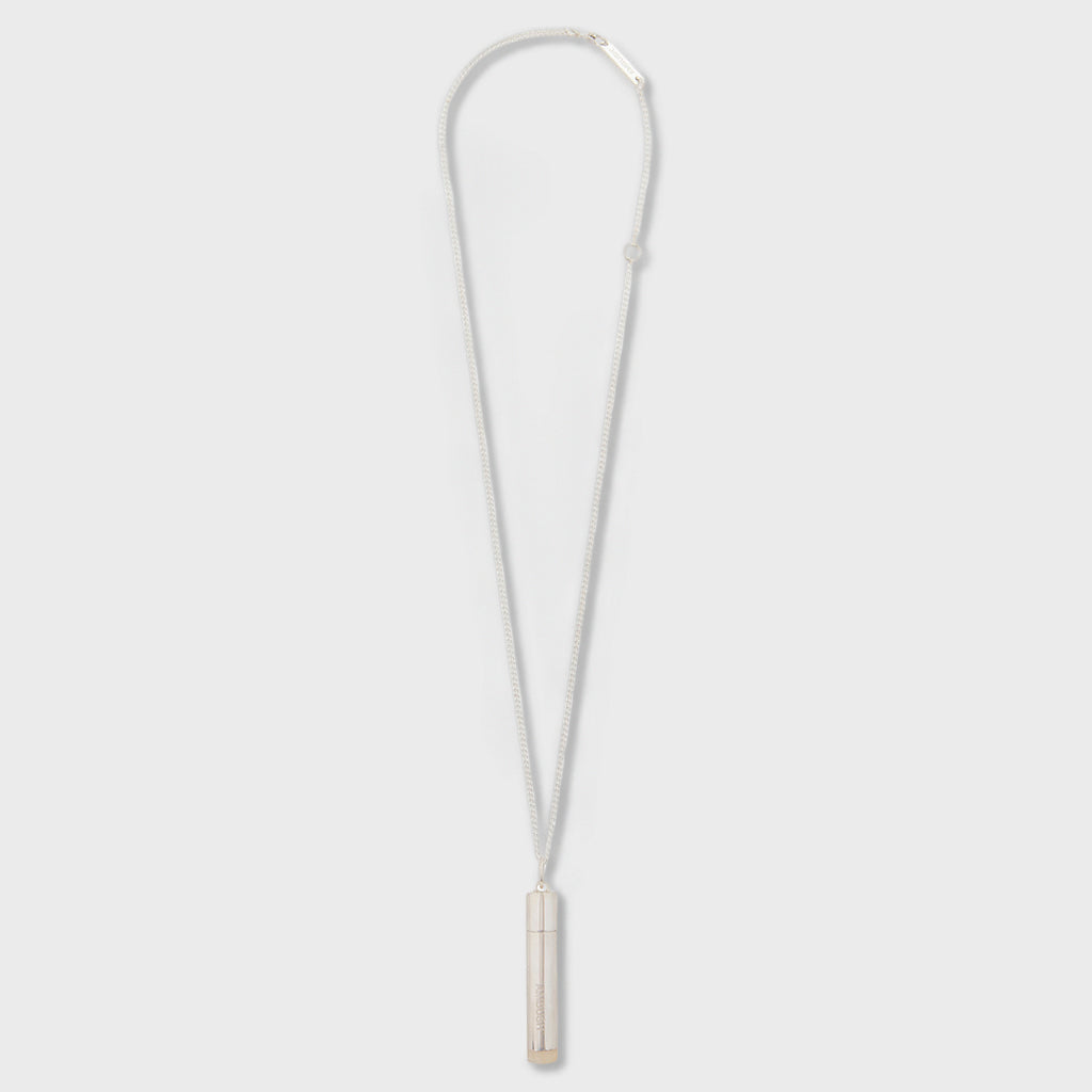 Pill Case Necklace Stone - Silver/White