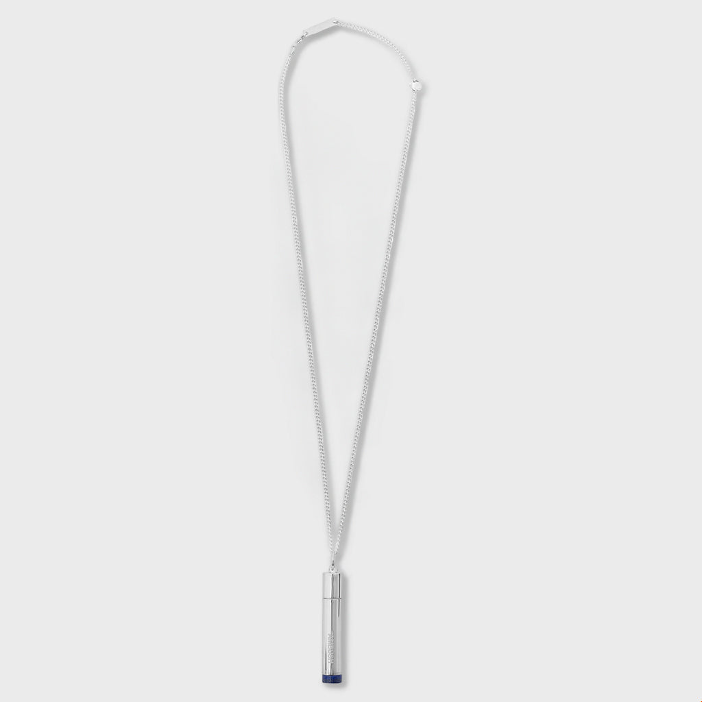 Pill Case Necklace Stone - Silver/Blue
