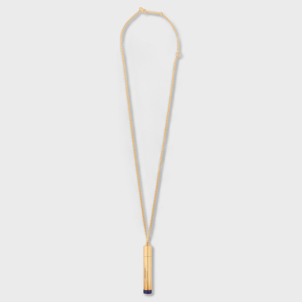 Pill Case Necklace Stone - Gold/Blue