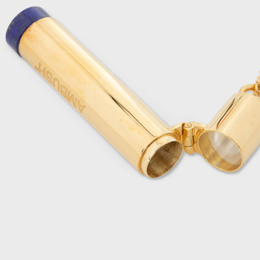 Pill Case Necklace Stone - Gold/Blue