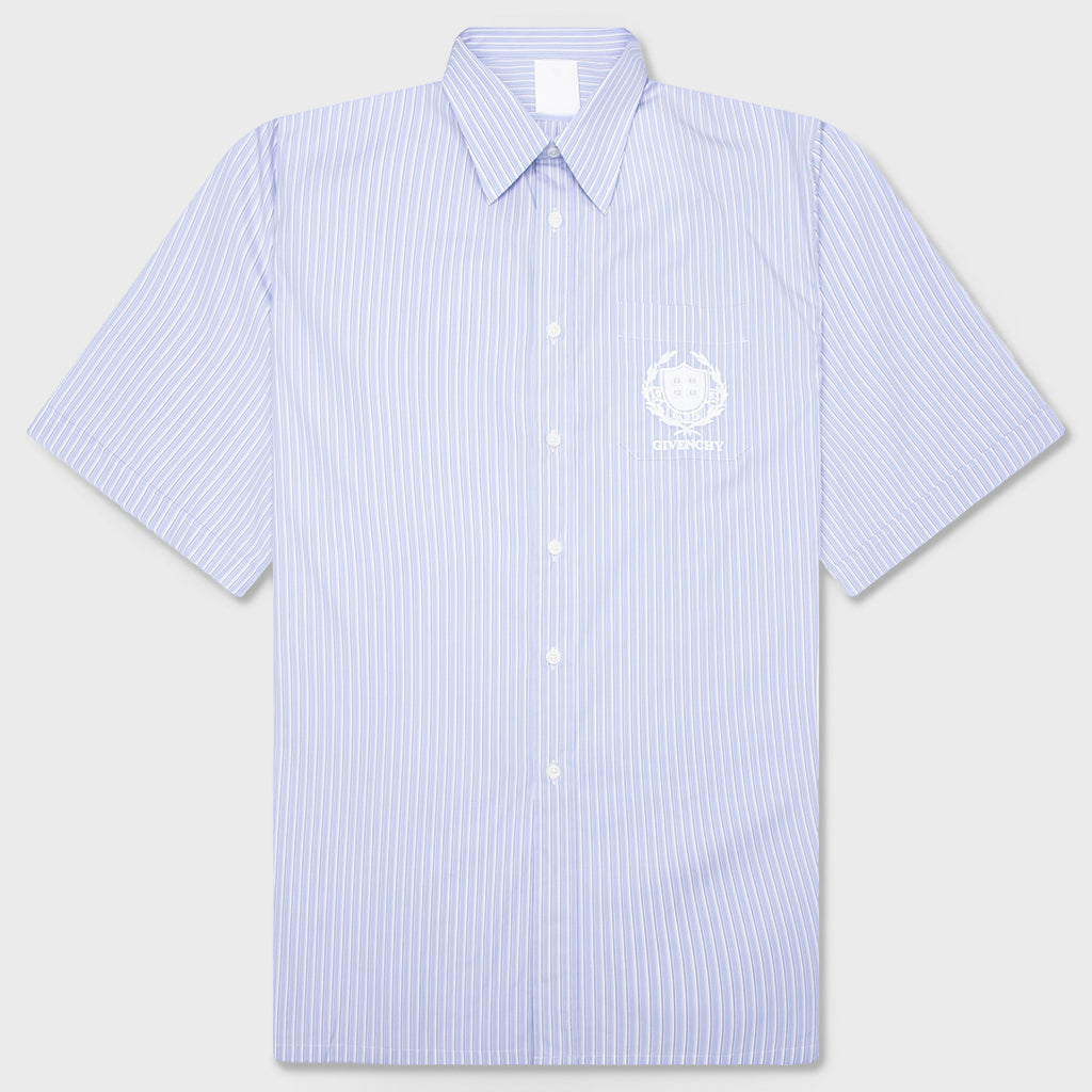 Crest Logo Stripe Shirt - Light Blue