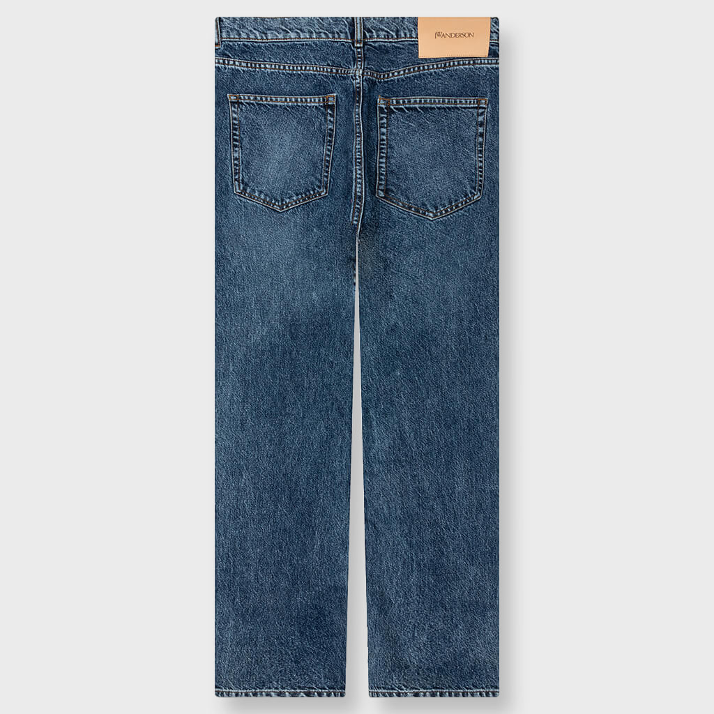 5 Pocket Straight Leg Trousers - Mid Blue