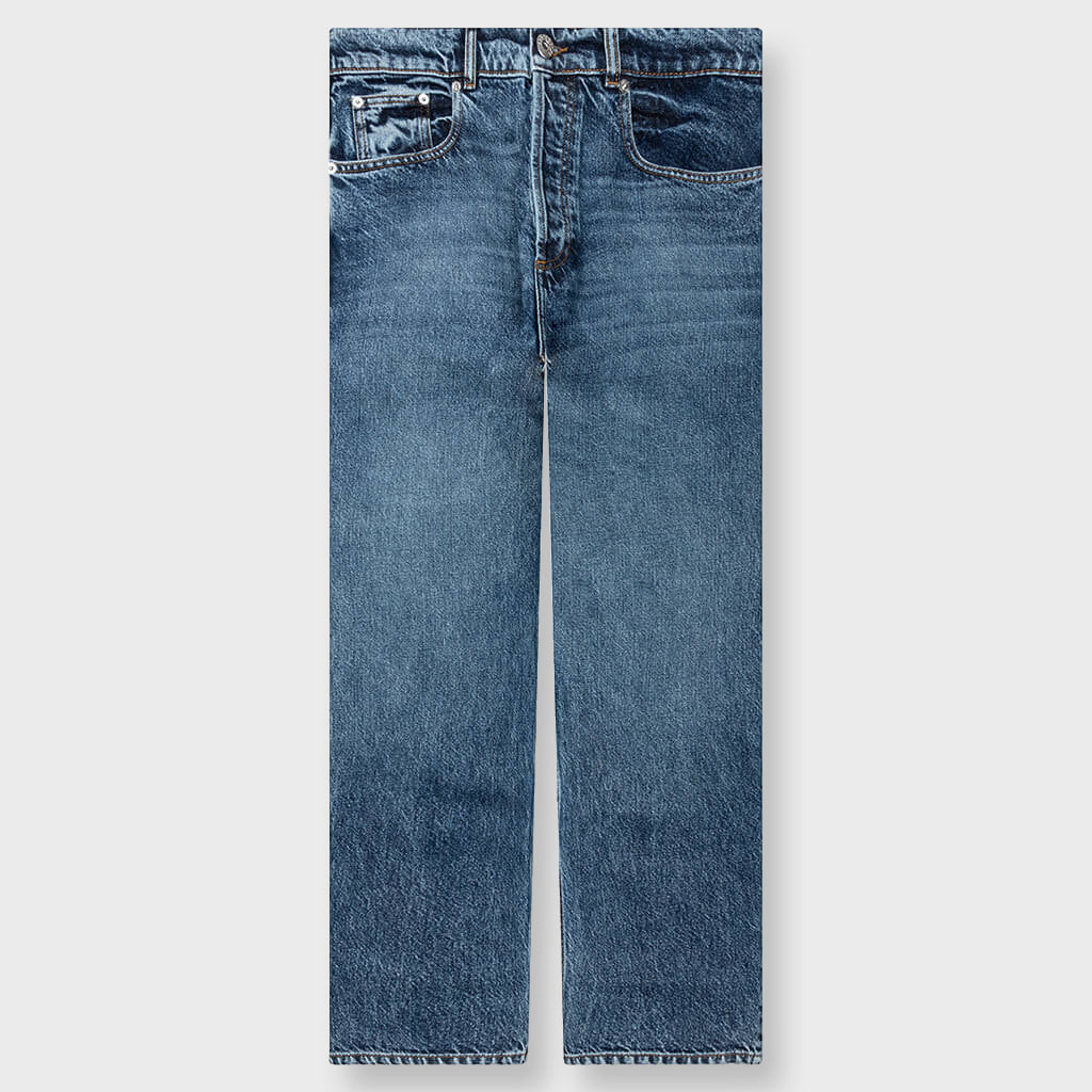 5 Pocket Straight Leg Trousers - Mid Blue