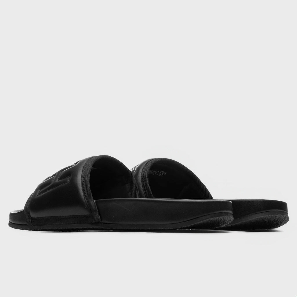 Padded Leather Slider- Black/Black