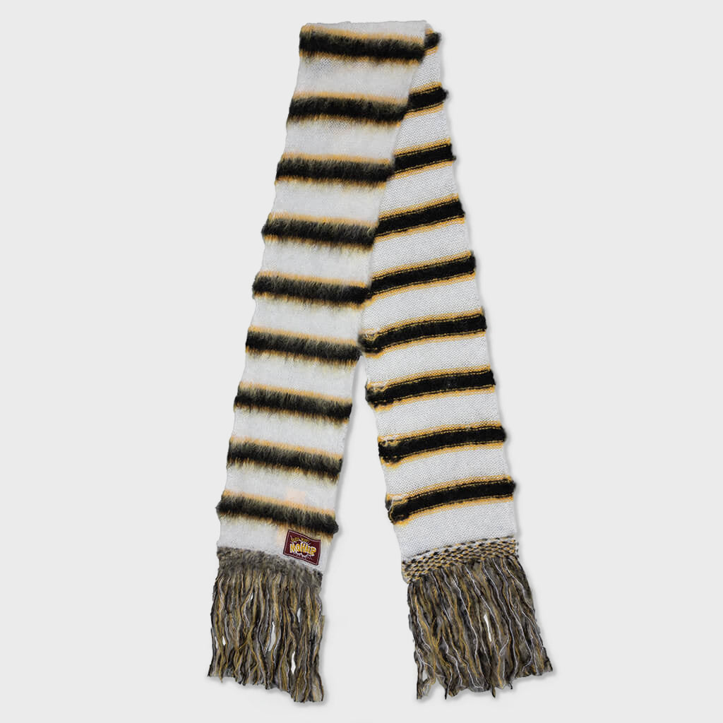 Multicolour Striped Mohair and Wool Scarf - Lily/White
