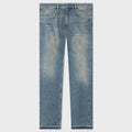 Unpicked Hem Straight Fit Pant - Medium Blue