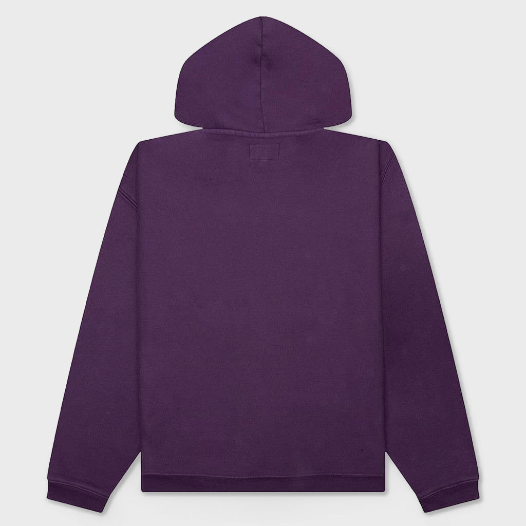 Embroidered Relaxed Hoodie - Purple