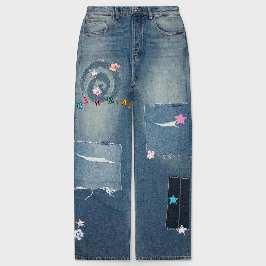 Wipeout Novelty Jean - Medium Indigo Wash