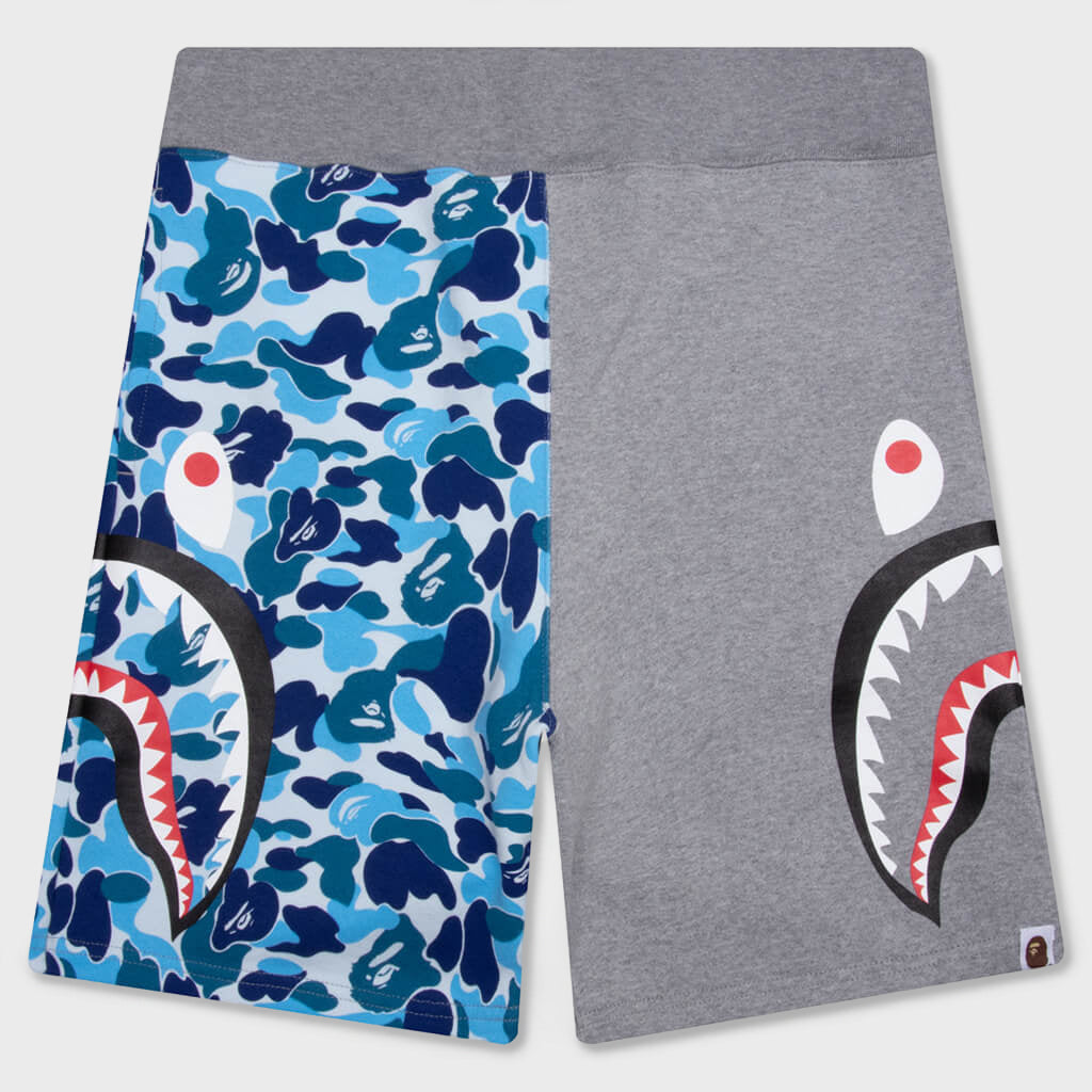 Abc Camo Side Shark Sweat Shorts - Blue
