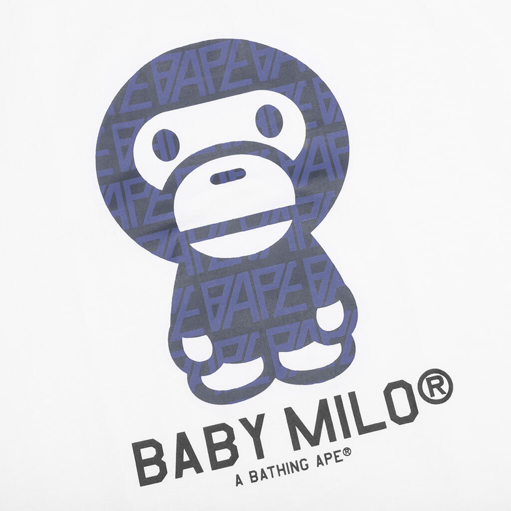 Bape Logo Monogram Baby Milo Tee  - White/Navy