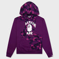Color Camo College Cutting Relaxed Fit Hoodie - Purple