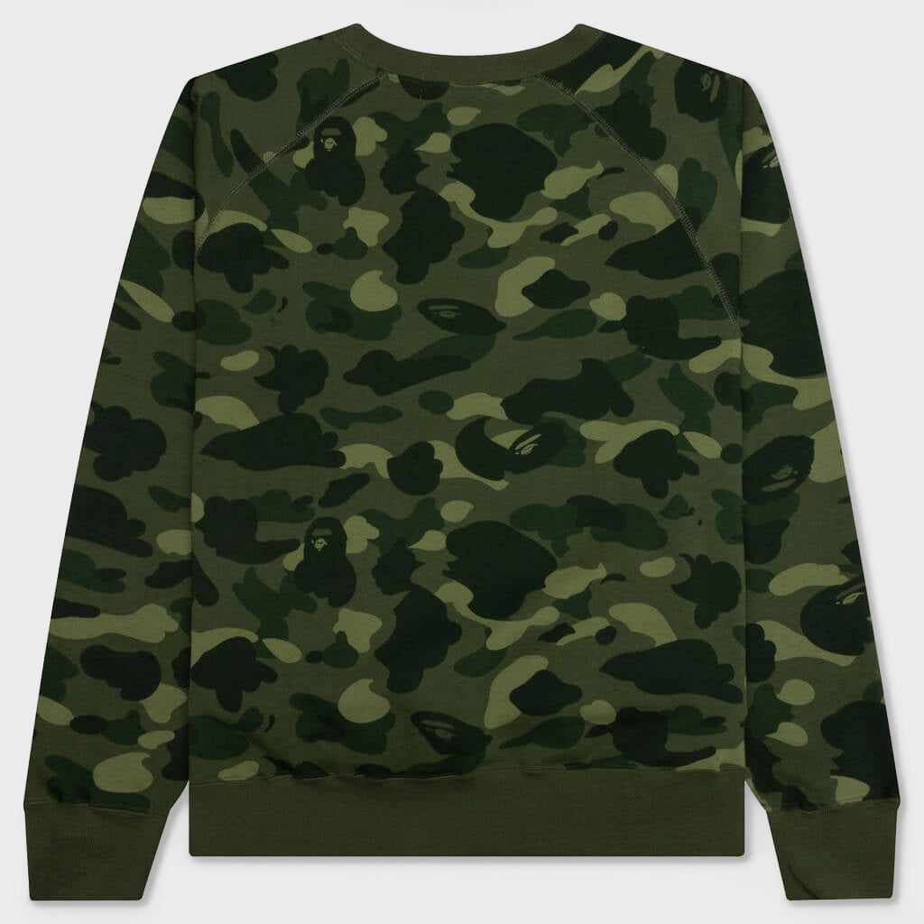 Color Camo Crystal Stone Relaxed Fit Crewneck - Green