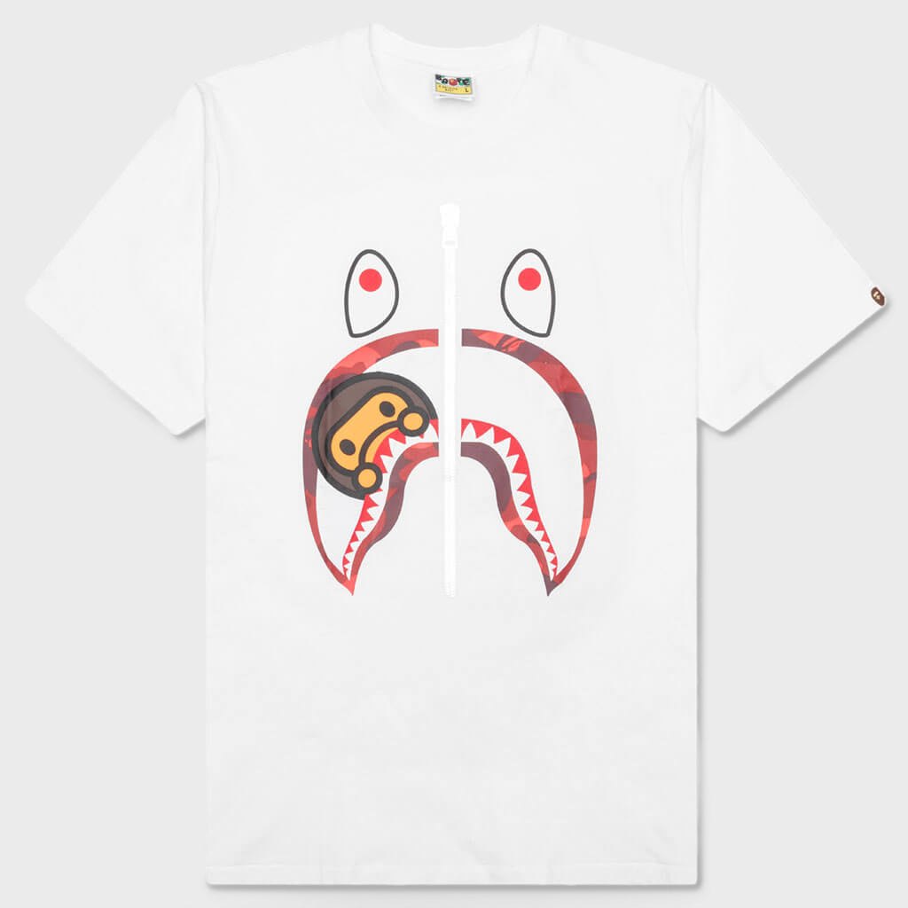 Color Camo Milo Shark Tee - White/Red