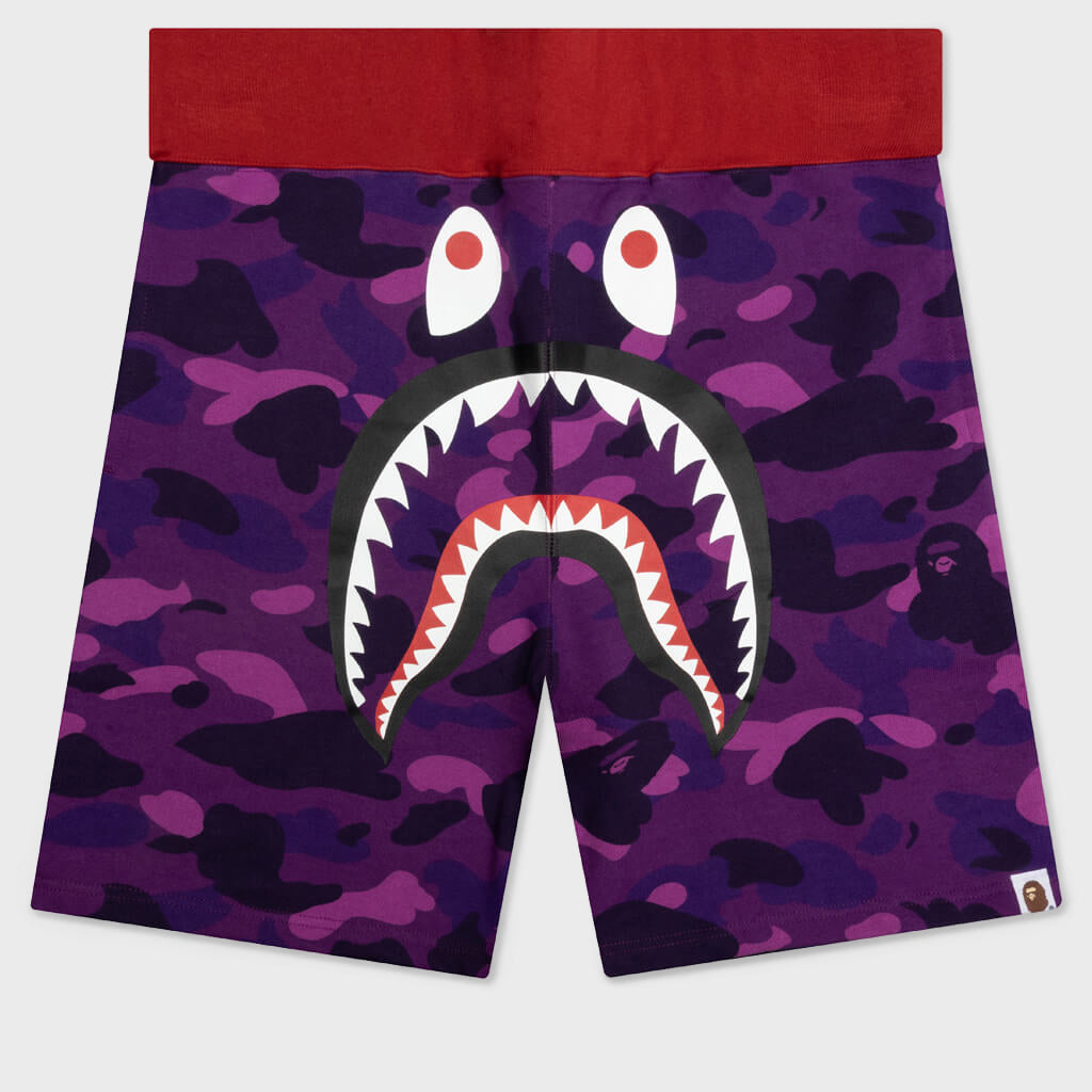 Crazy Camo Shark Sweat Shorts - Purple