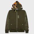 Military Shark Relaxed Fit Full Zip Hoodie - Olive Drab