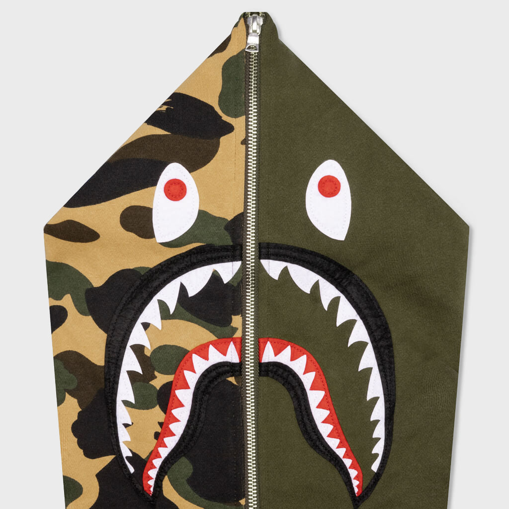 Military Shark Relaxed Fit Full Zip Hoodie - Olive Drab