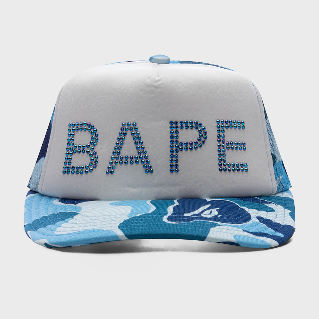 ABC Camo Crystal Stone Mesh Cap - Blue