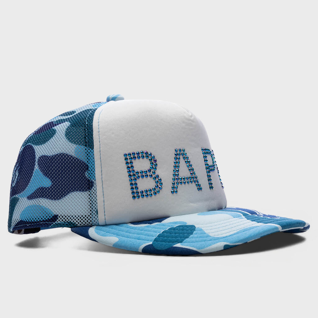ABC Camo Crystal Stone Mesh Cap - Blue