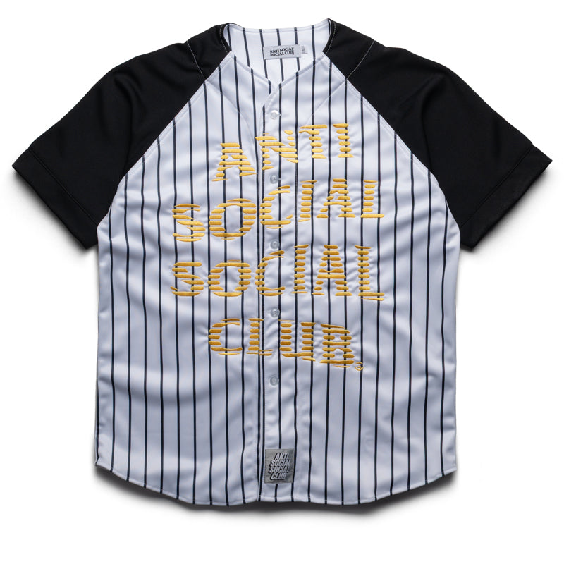 Anti Social Social Club Pinstriped Baseball Jersey - Black/White