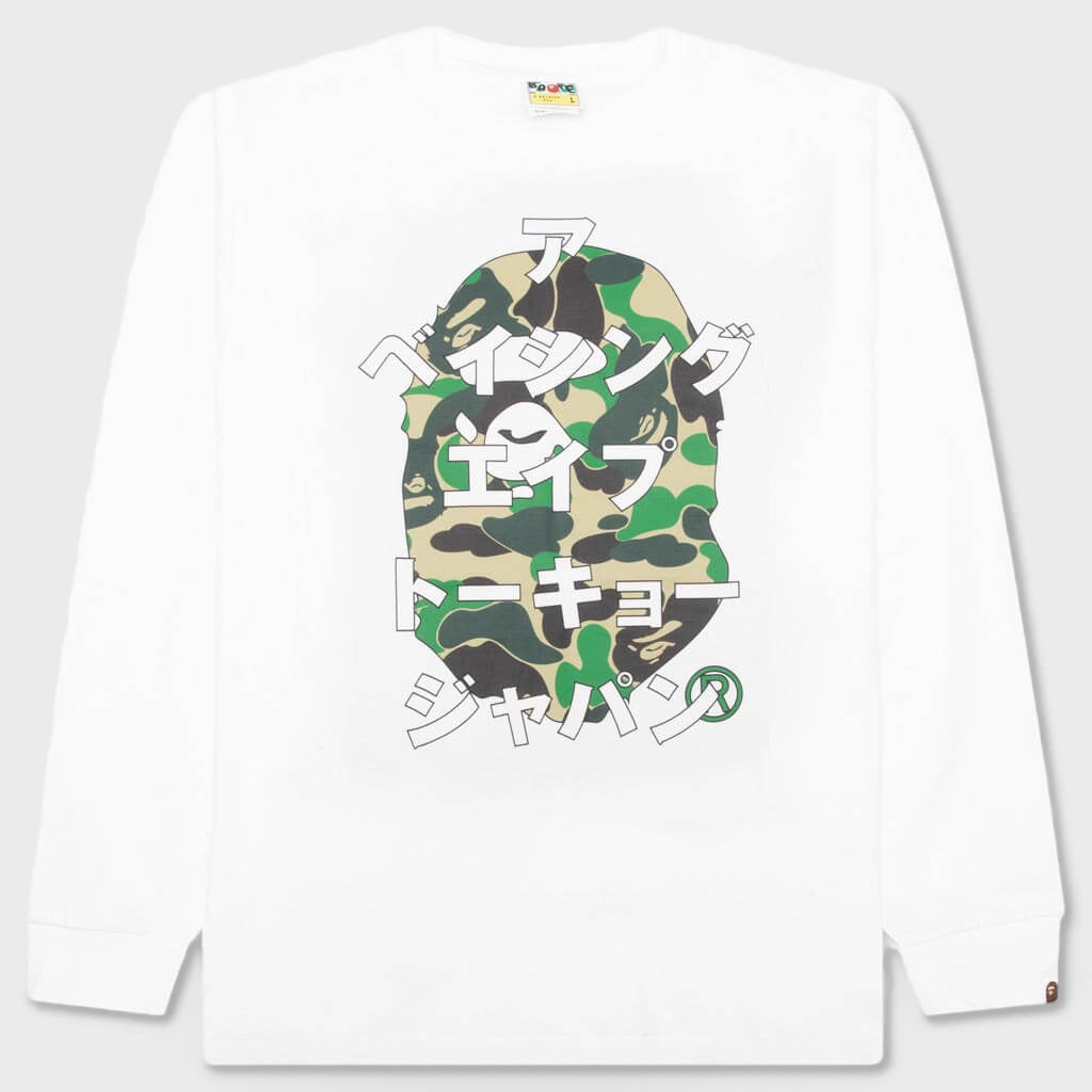Abc Camo Japanese Letters L/S Tee - White/Green
