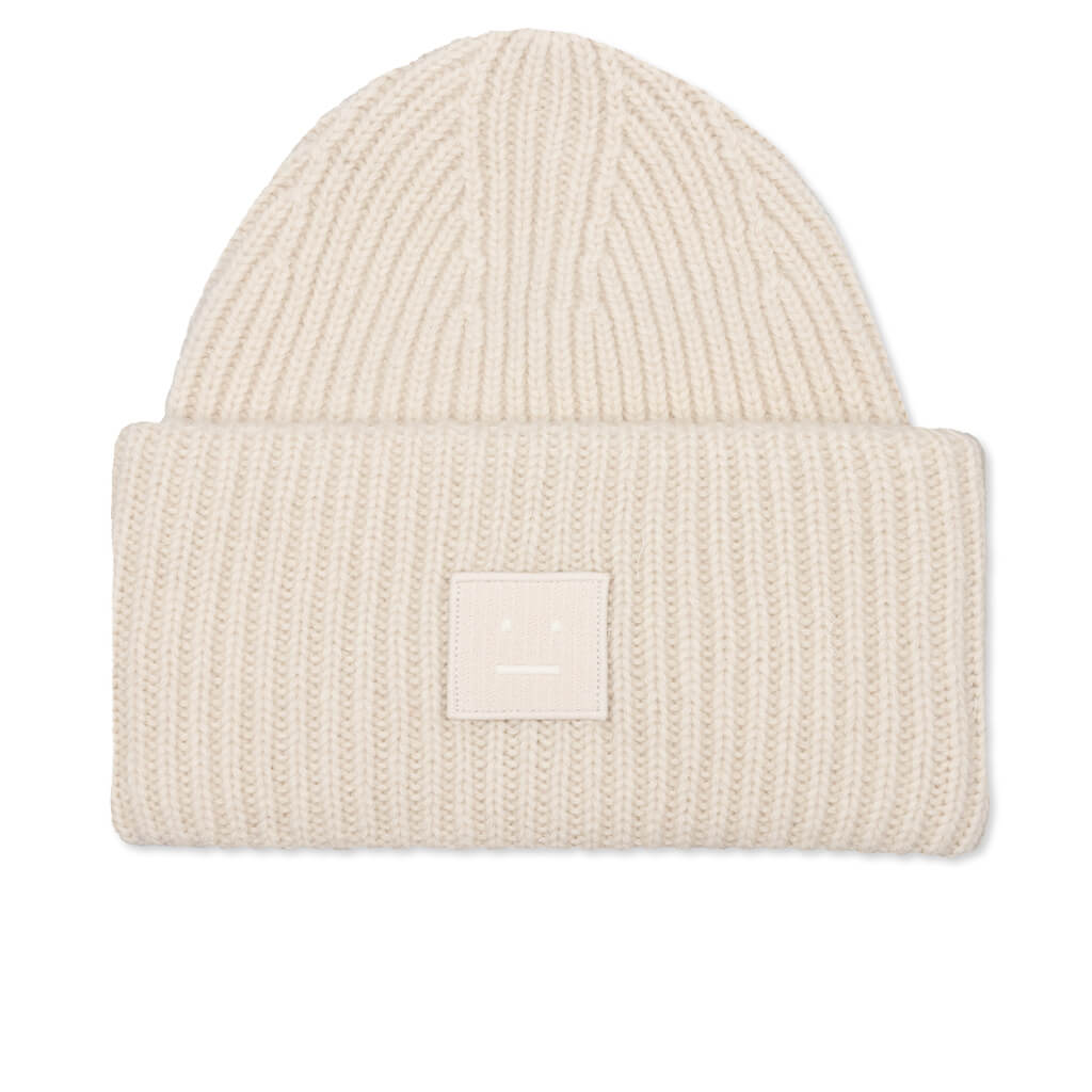 Face Logo Beanie - Cream Beige