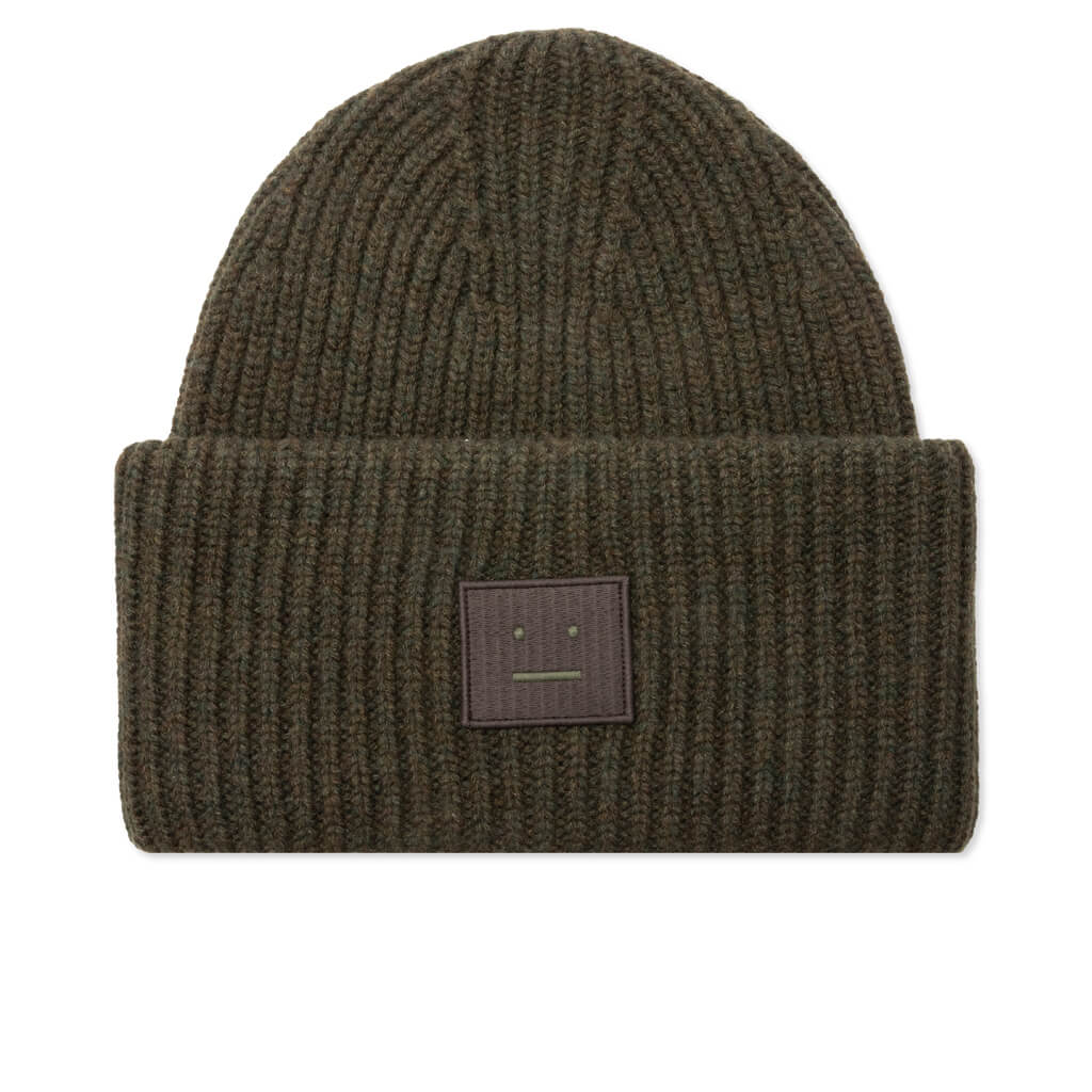 Face Logo Beanie - Dark Khaki Melange