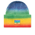 Face Patch Knit Beanie - Coral Red/Green