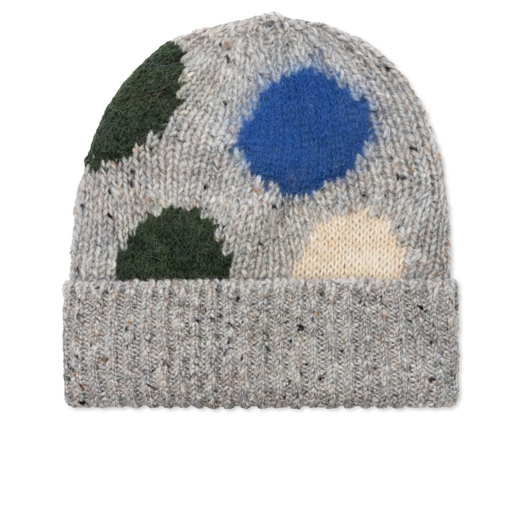 Wool Dot Beanie Hat - Grey/Multi