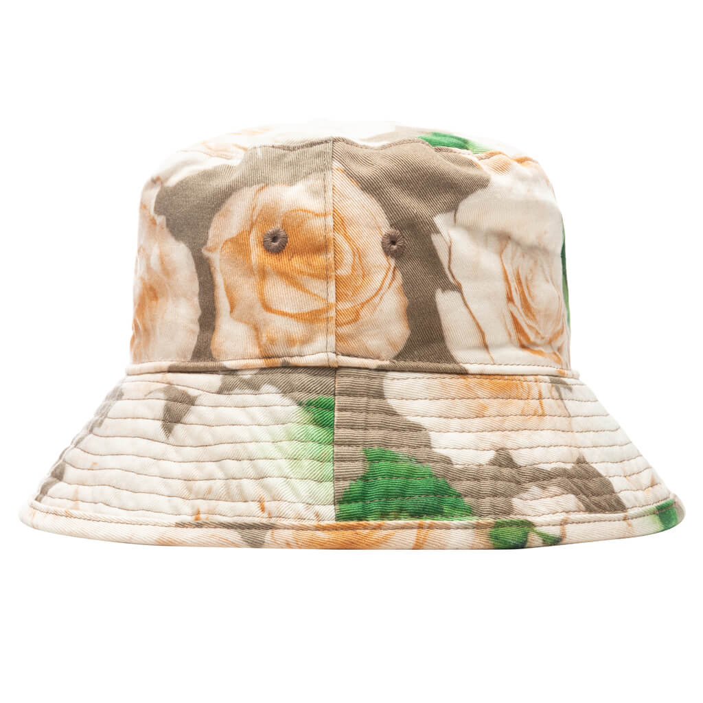 Rose Print Bucket Hat - Peach Orange