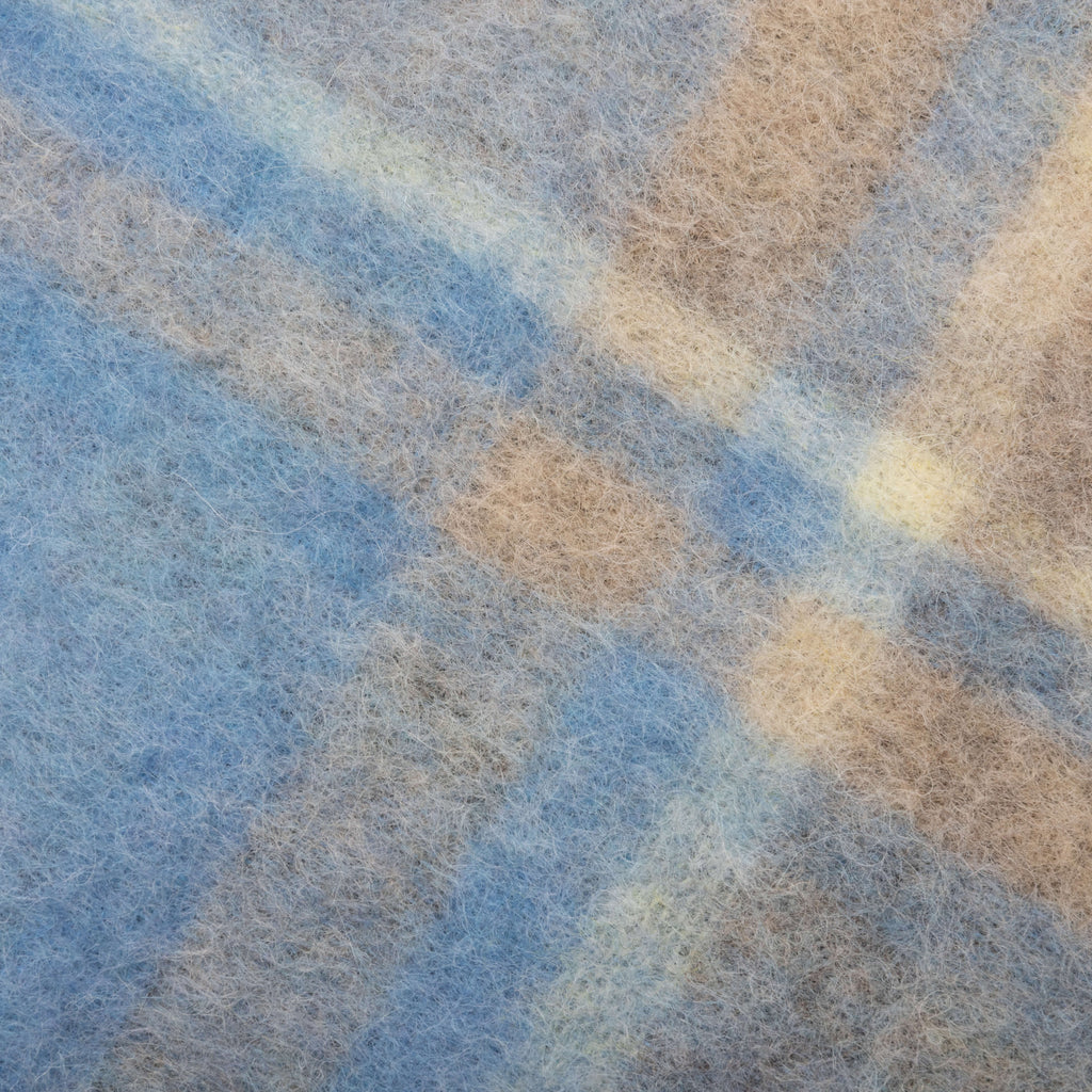 Checked Scarf - Light Blue/Beige
