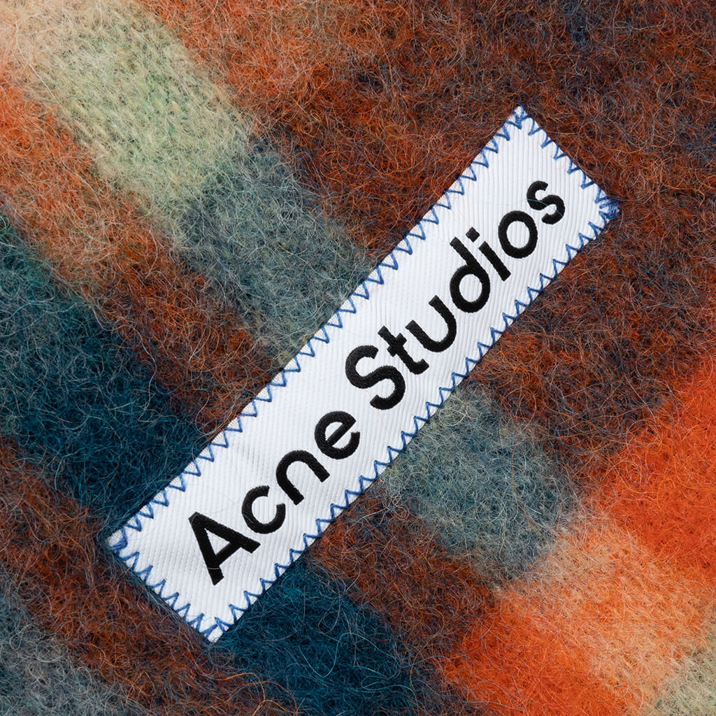 Checked Scarf - Orange/Blue