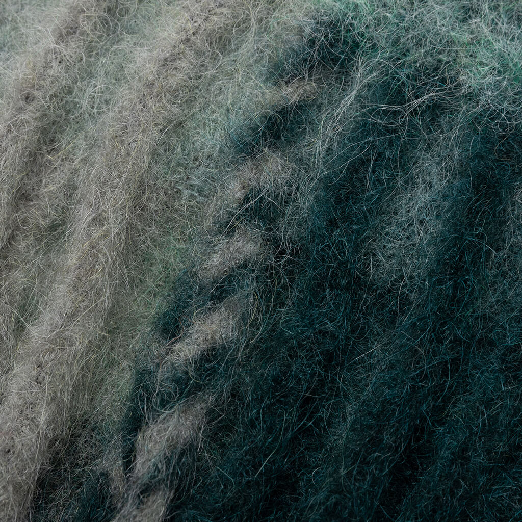 Mohair Checked Scarf - Dark Green/Emerald Green