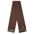 Narrow Wool Fringe Scarf - Dark Rust Melange