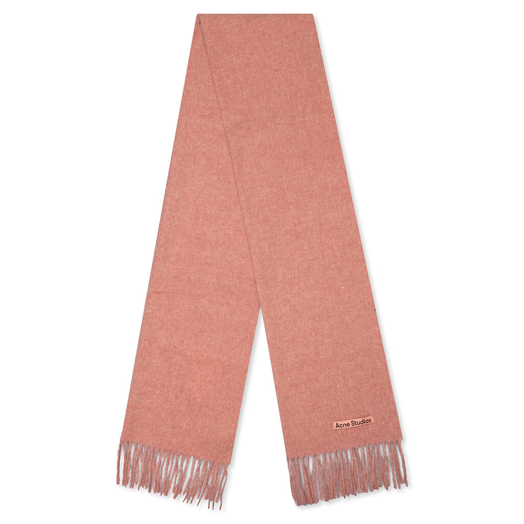 Narrow Wool Fringe Scarf - Rose Melange