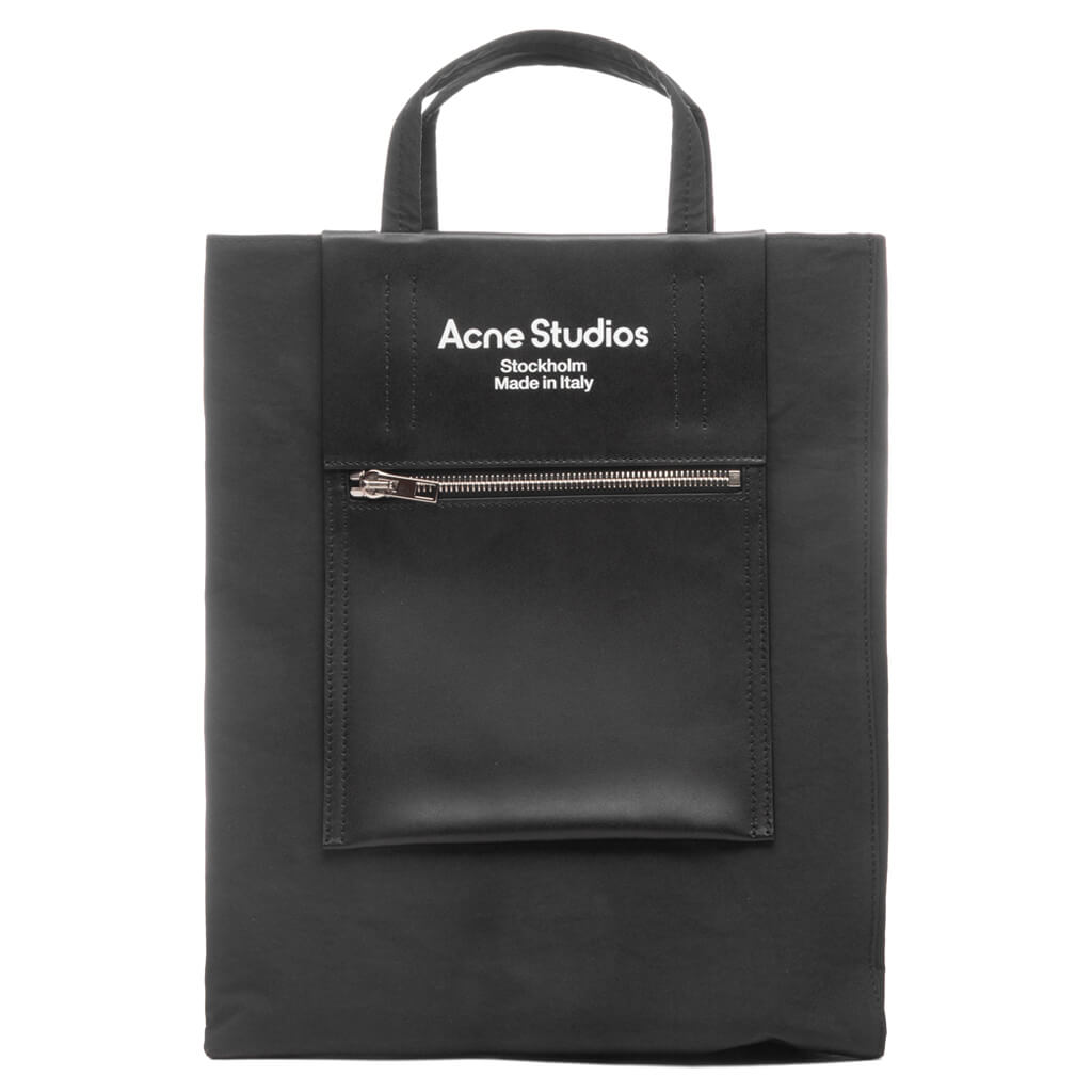 Papery Nylon Tote Bag - Black/Black