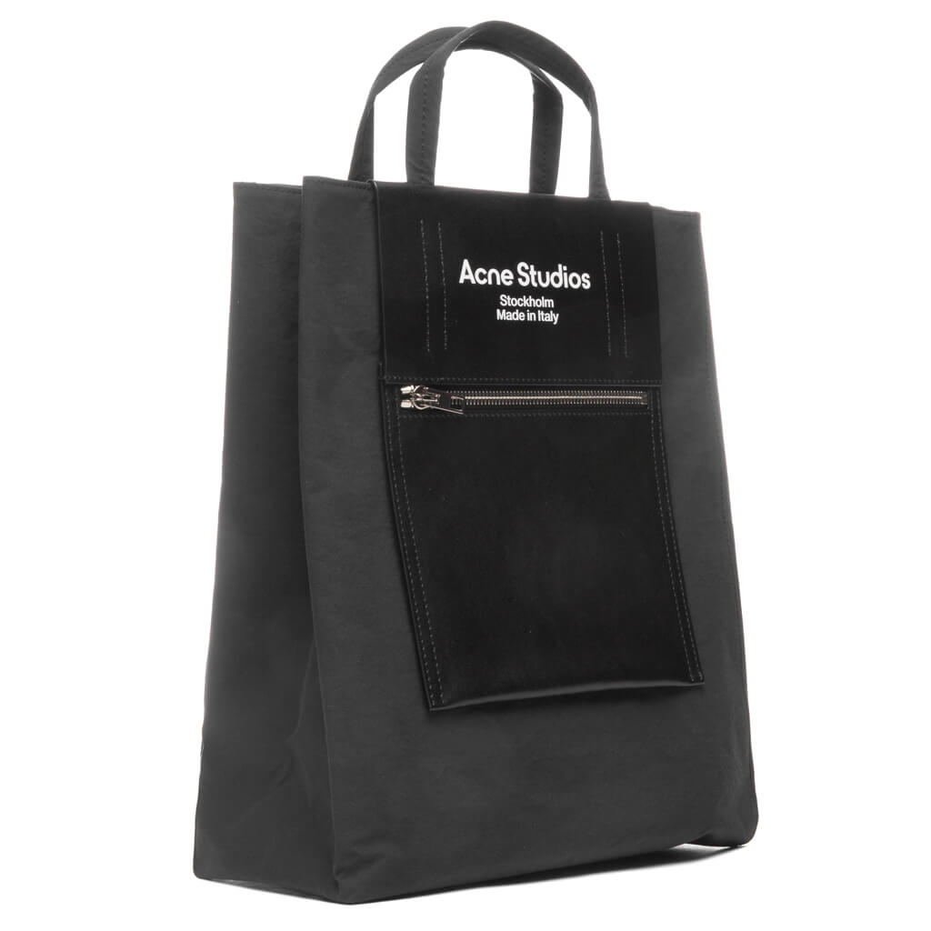 Papery Nylon Tote Bag - Black/Black
