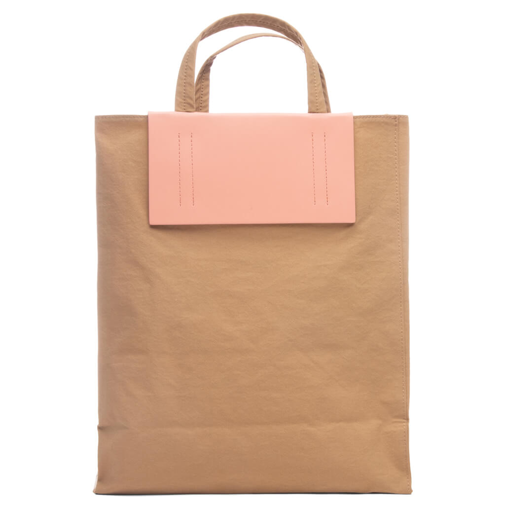 Papery Nylon Tote Bag - Brown/Pink
