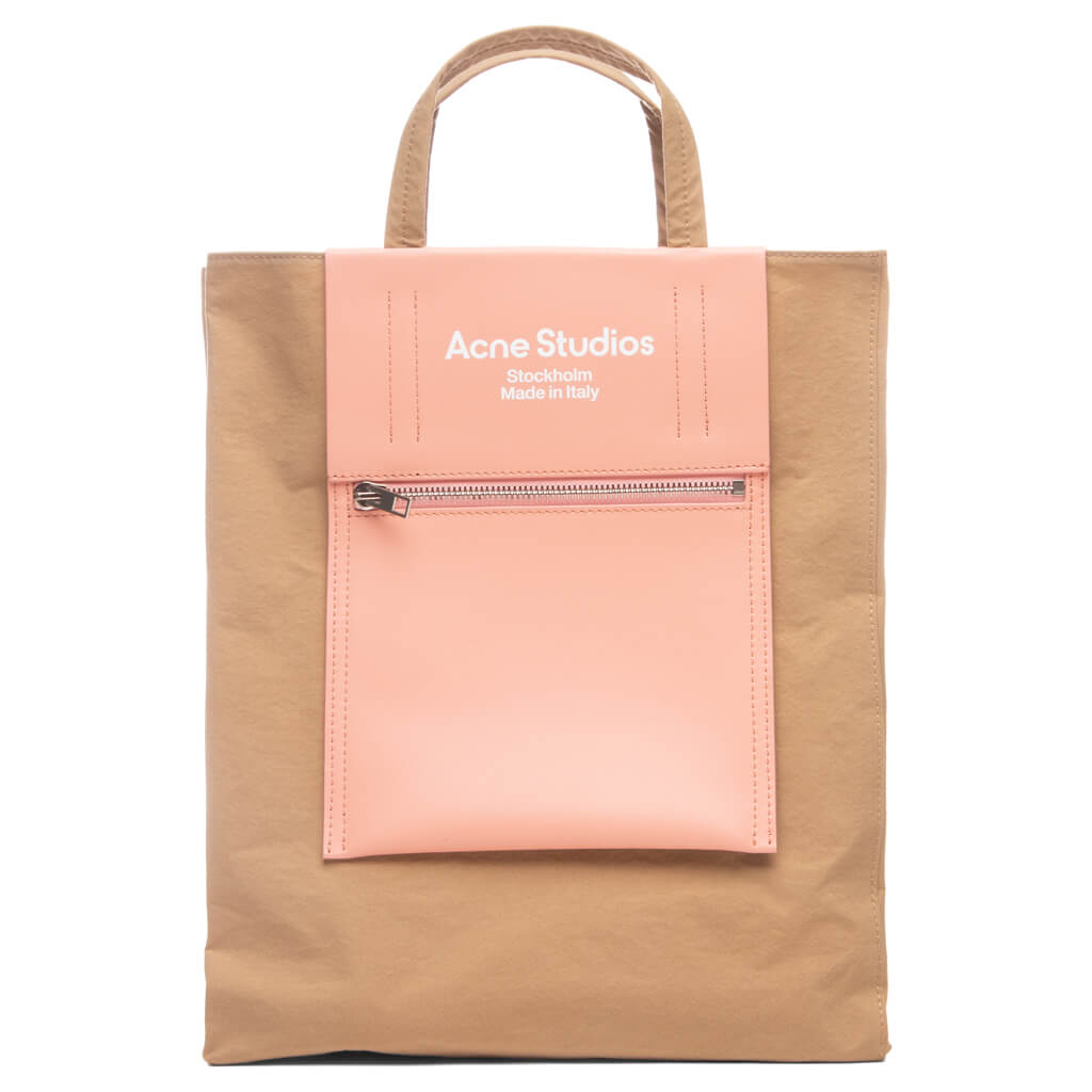 Papery Nylon Tote Bag - Brown/Pink