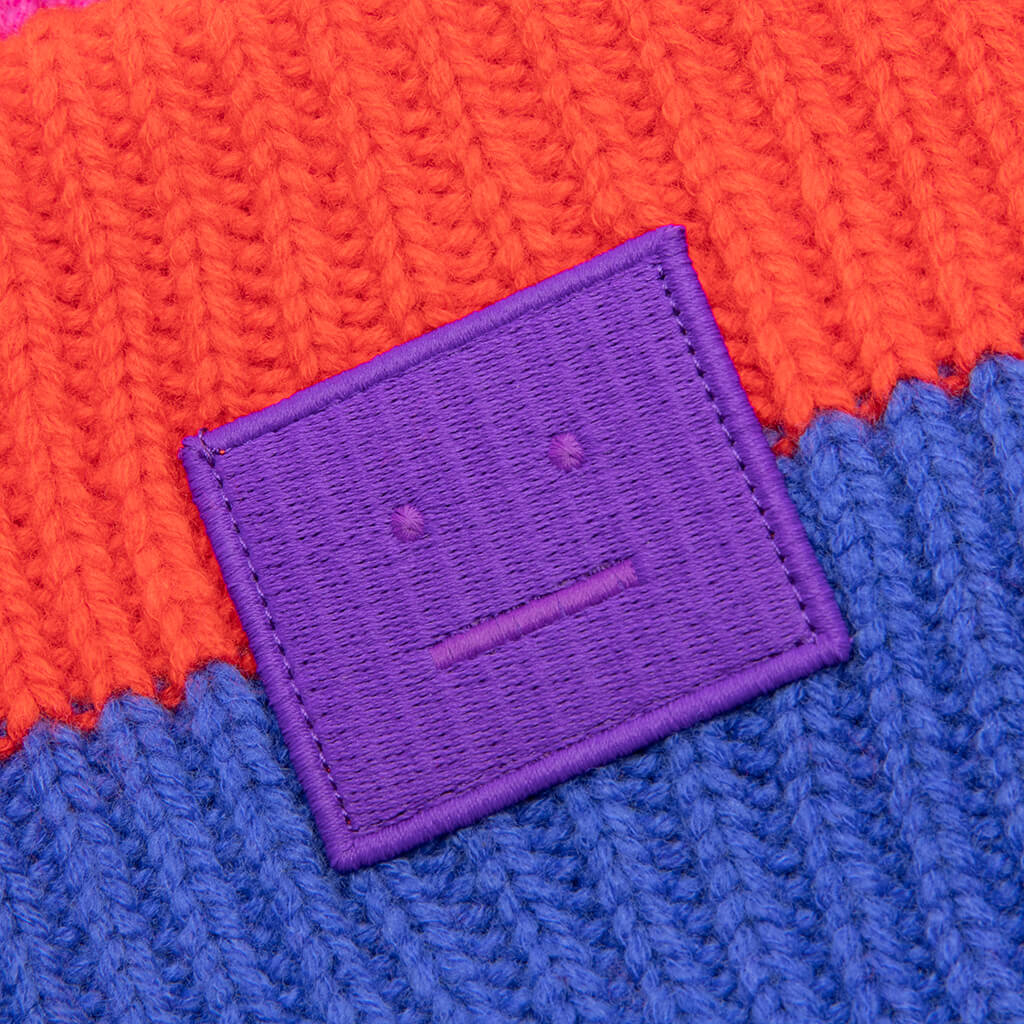 Ribbed Beanie Hat - Purple/Multi