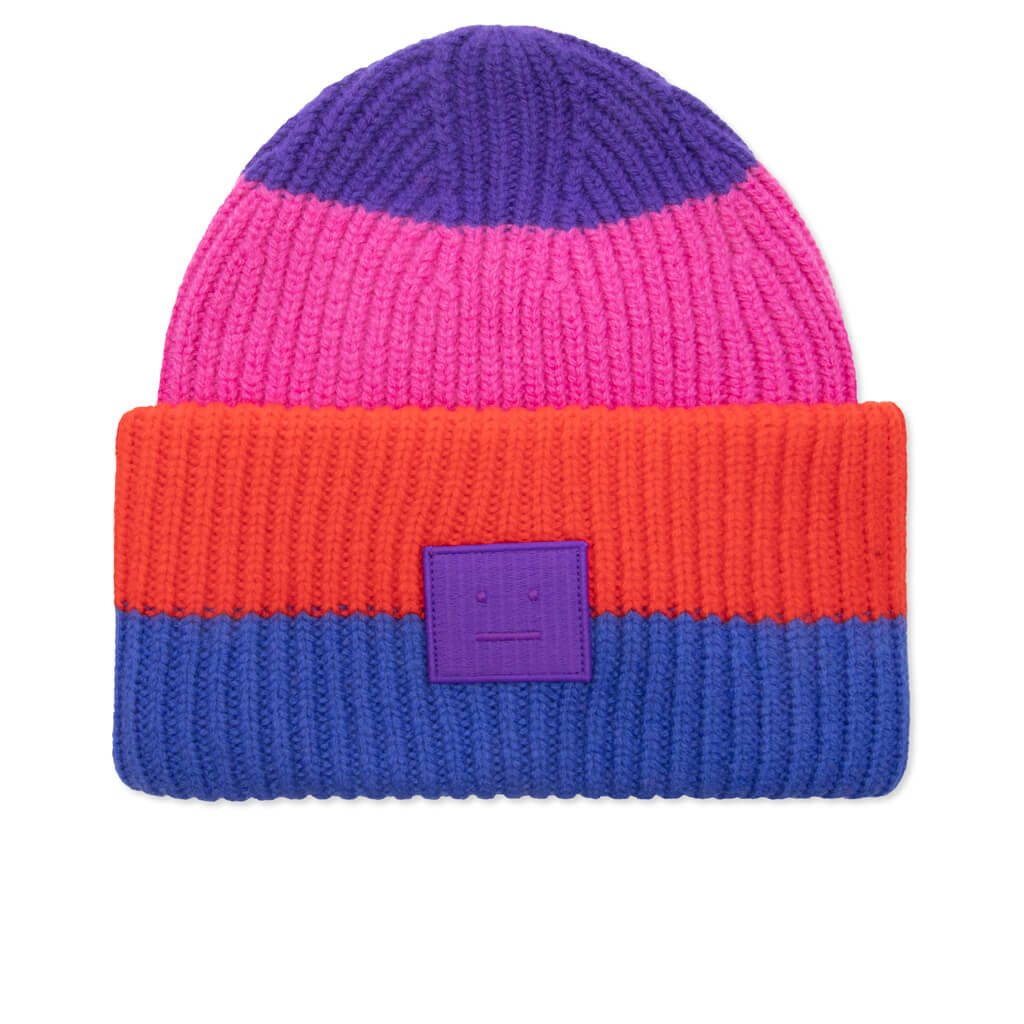 Ribbed Beanie Hat - Purple/Multi