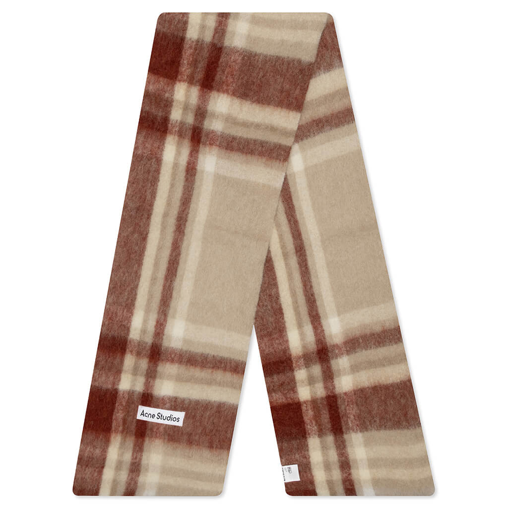 Scarf - Beige/Rust Red