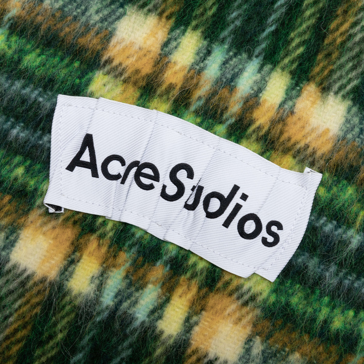 Tartan Wool Blend Scarf - Green