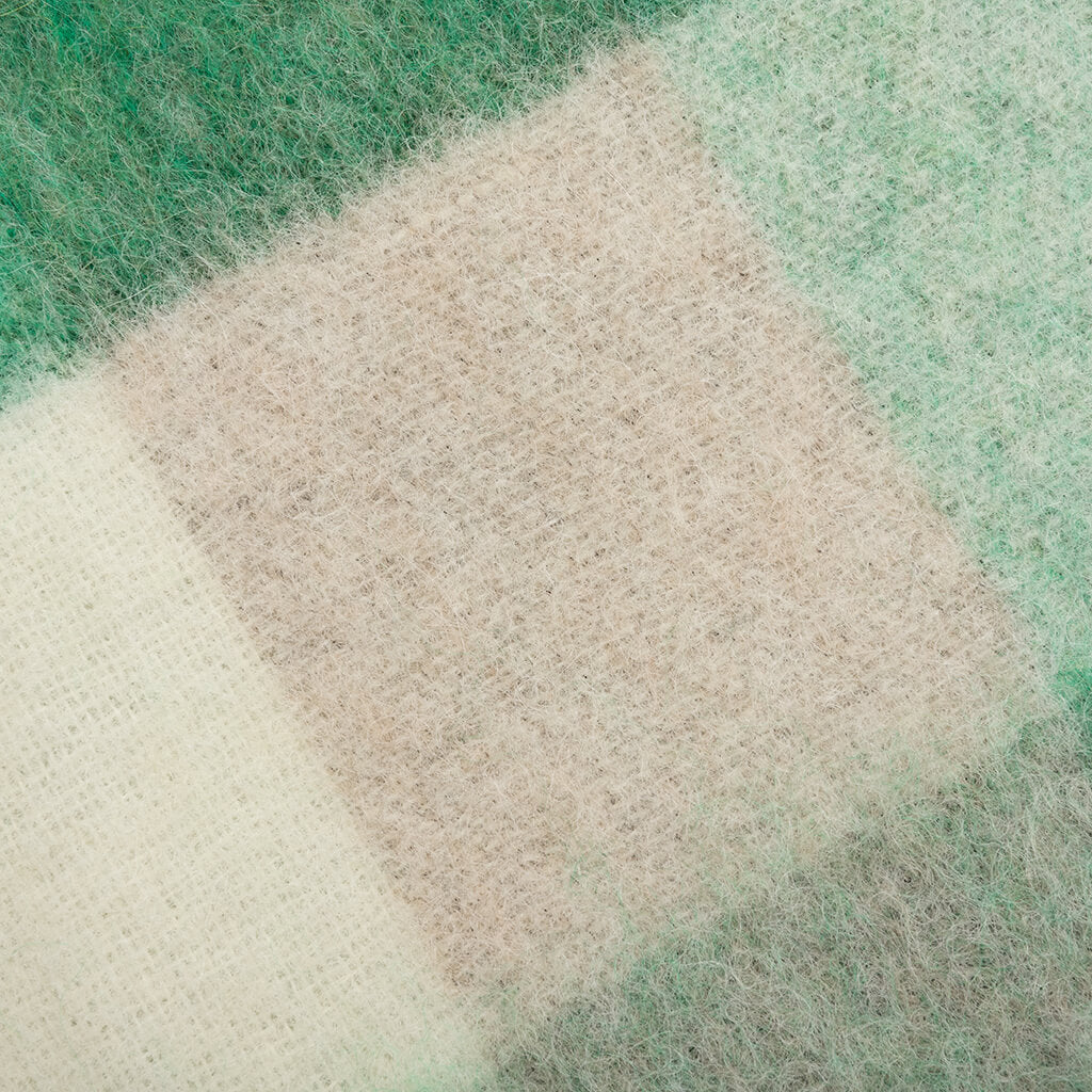 Mohair Checked Scarf - Green/Grey