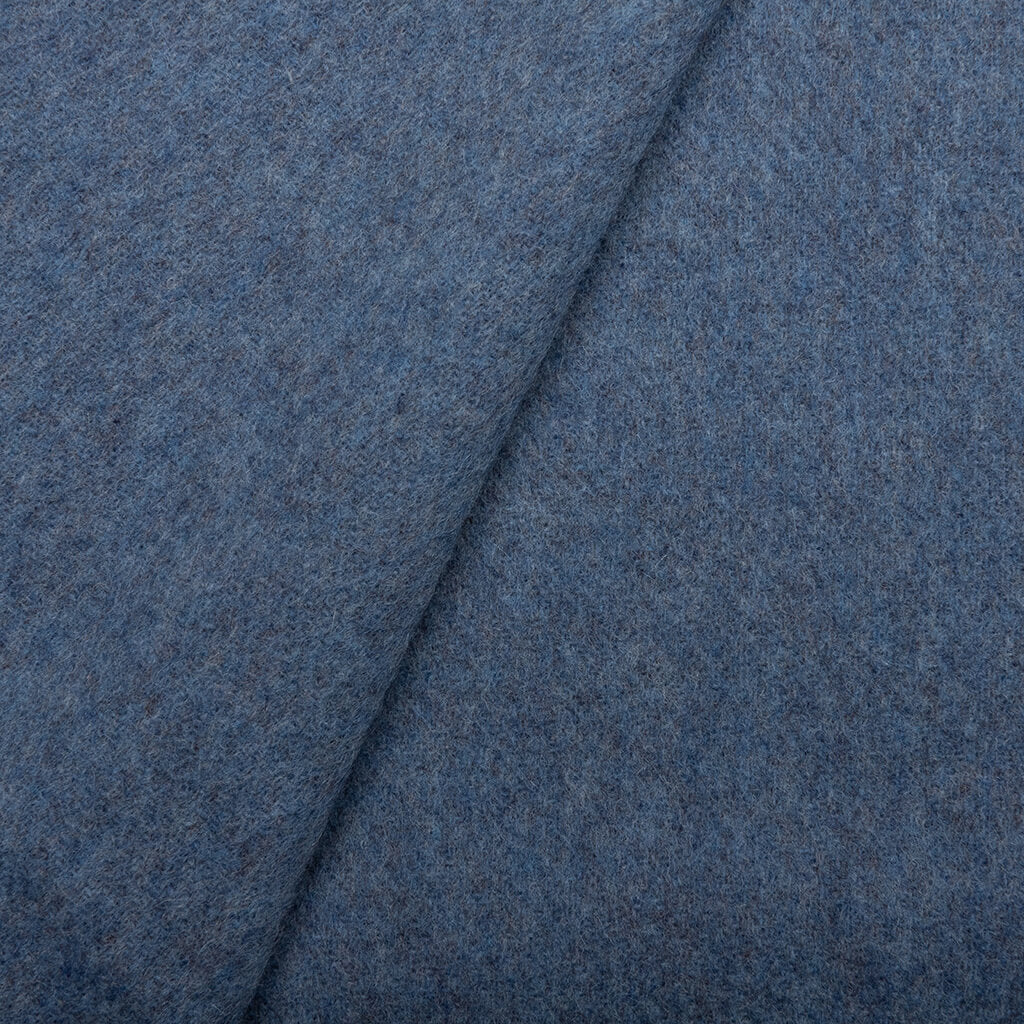 Narrow Wool Fringe Scarf - Ocean Blue Melange